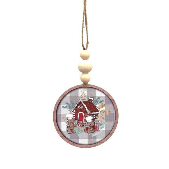 Gingerbread House and Gingerbread Men Christmas Holiday Ornament Metal - Picture 1 of 5